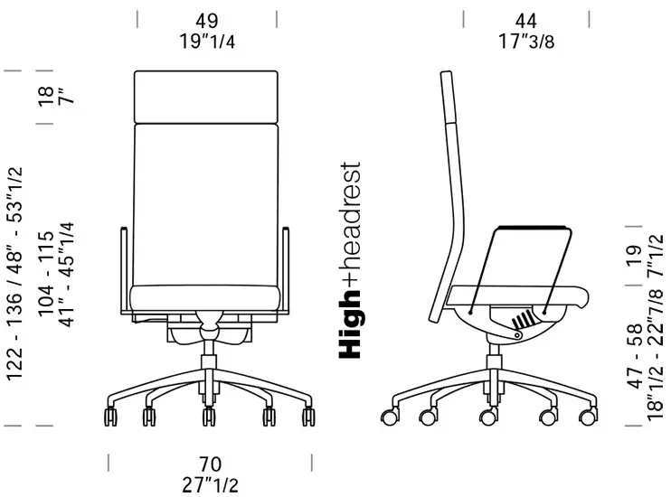 dimensioni sedia ufficio Forma High Hardness