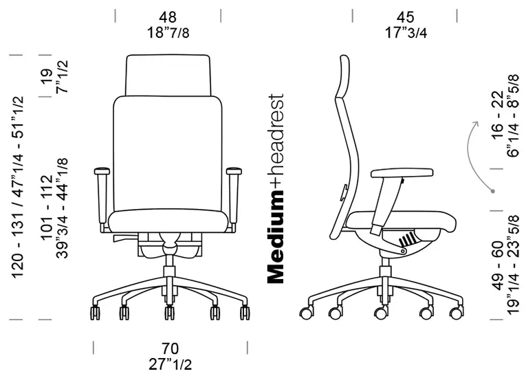 dimensioni sedia ufficio Alia Top Medium